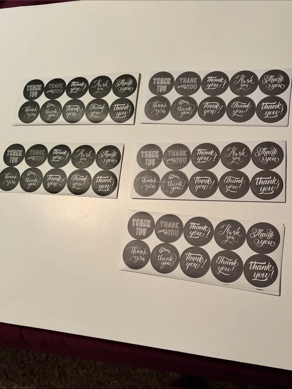 Thank You Circle Sticker Sheets (of 10) - Black and Gray